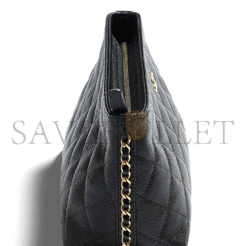 Ch*el clutch with chain grained shiny calfskin gold-tone metal ap4700 (23*12*8cm)